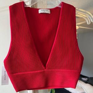 Aritzia sculpt knit deep V color red size S